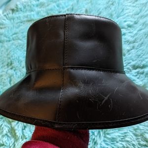 Genuine leather bucket hat